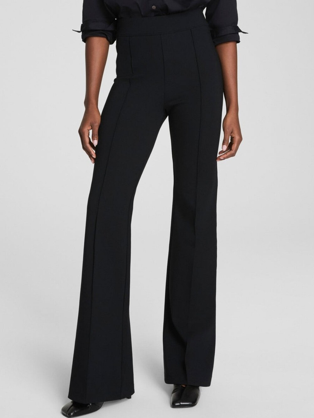 Spanx TALL SuperSmooth PerfectFit High Rise Ponte Flare Pants Solid Black Large